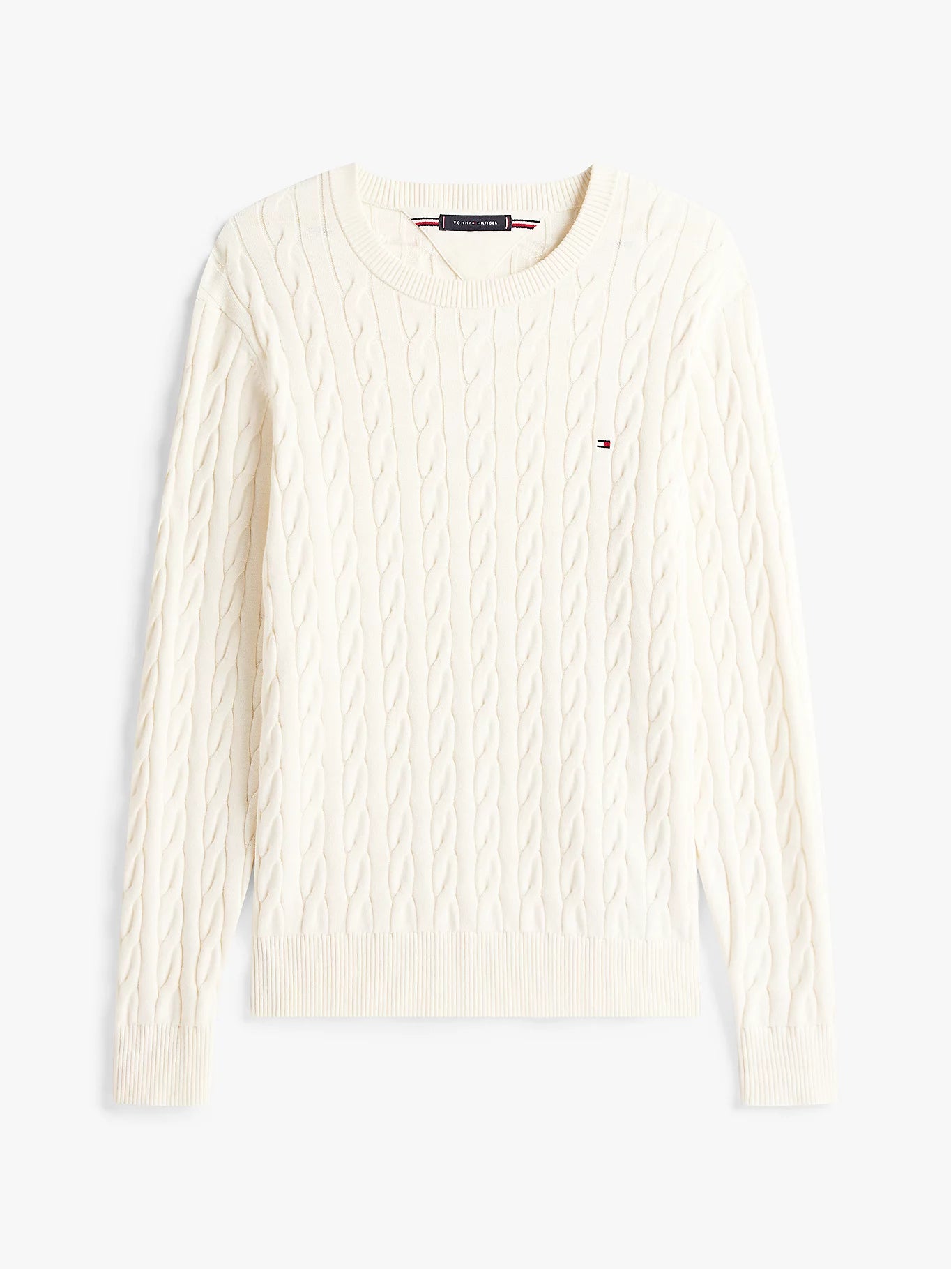 Pull en maille torsadée à drapeau brodé