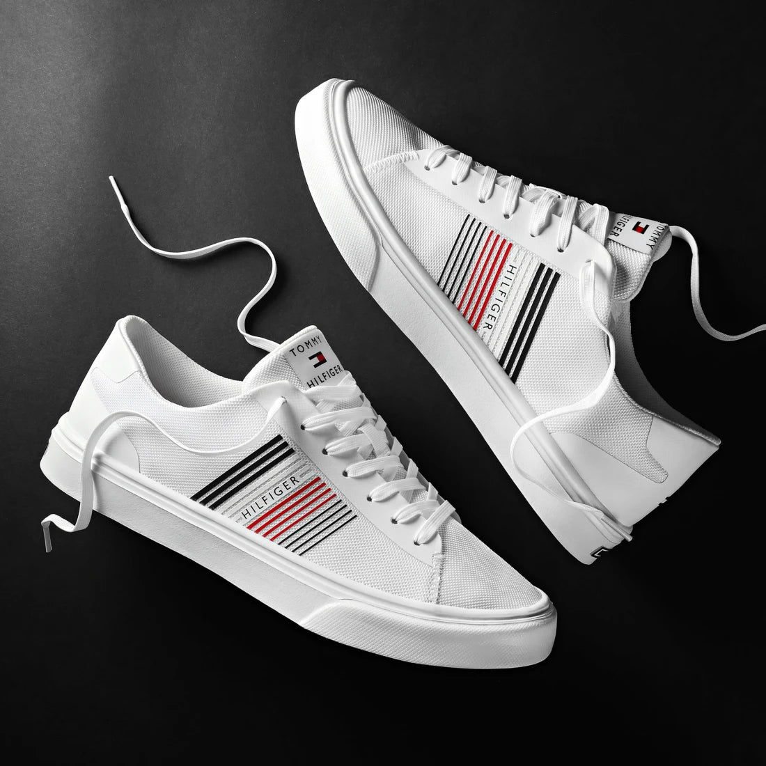 Baskets Lightweight Stripes Knit Blanc